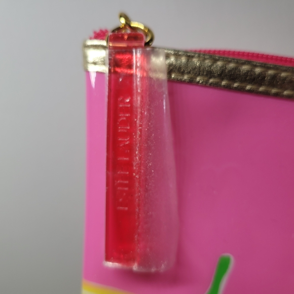 Lilly Pulitzer Pink Lemon Print Cosmetic Pouch with Gold Trim - Picture 3 of 8